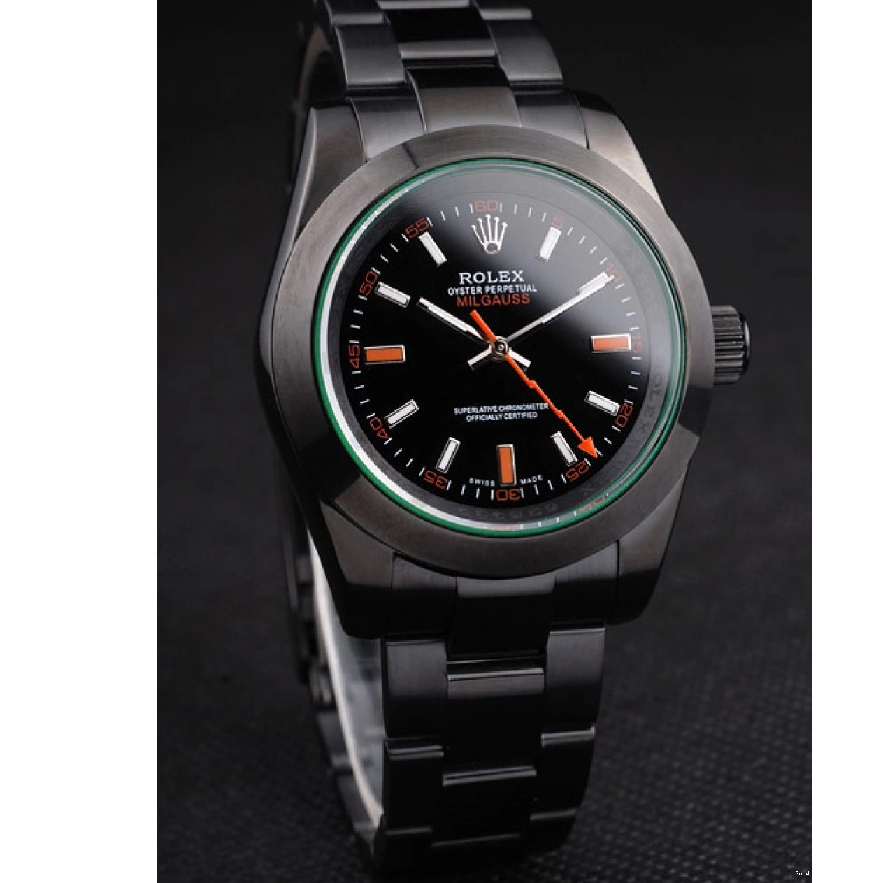AAA Replica Watches Rolex Saphire Green Milgauss Black Tinted Pro-Hunter Dial 0722